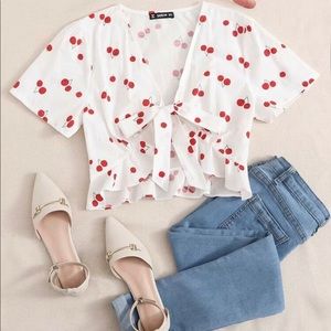 White tie cherry crop top 🍒